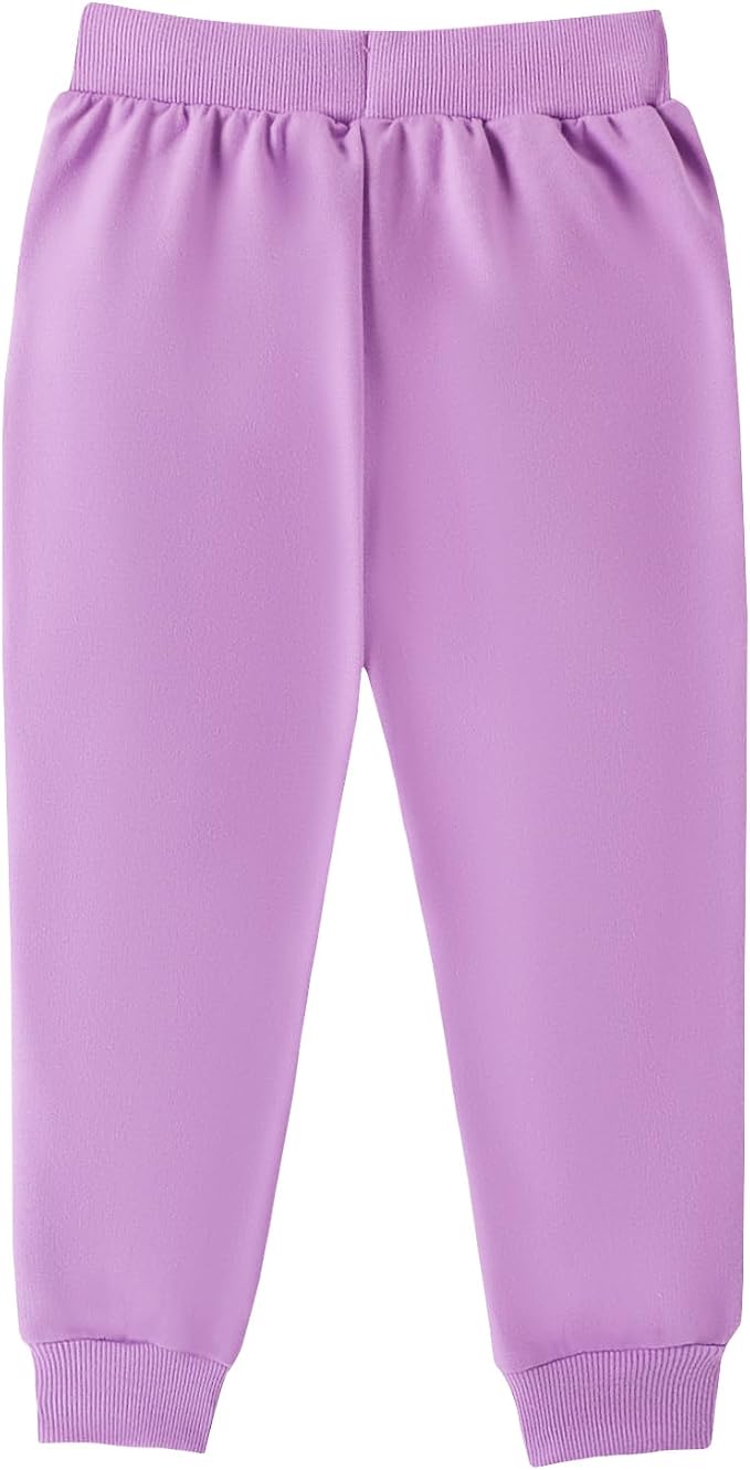 HILEELANG Girls Cotton Joggers Sweatpants Embroidery Drawstring Waist Pockets - Image 5