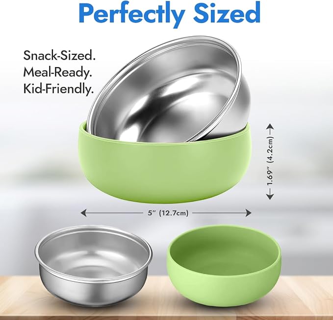 4 Pack Stainless Steel Bowls for Kids - Image 3