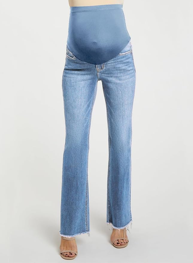 BLENCOT Maternity Jeans for Women Over Belly Pregnancy Pants Comfy Pregnant - Image 7