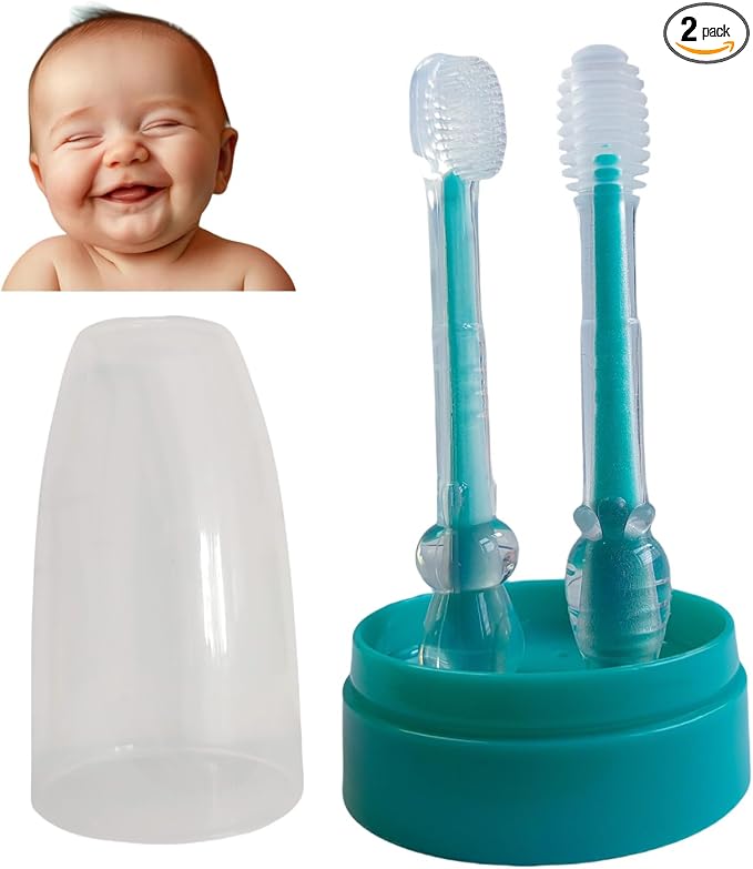 Baby Tooth Brush, Infant Toothbrush 6 to 12 Months and0-6 Months, Silione by FOREVIVE