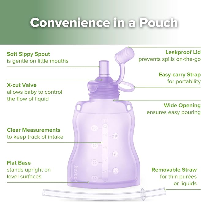 haakaa Yummy Pouch Reusable Baby Food Pouch, Reusable Pouches - Image 4