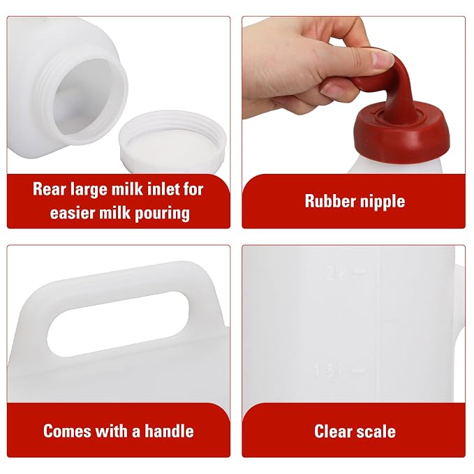 1 Set Nurser Bottles with Handle and Silicone Horizontal Calves Nursing Calf - Image 3