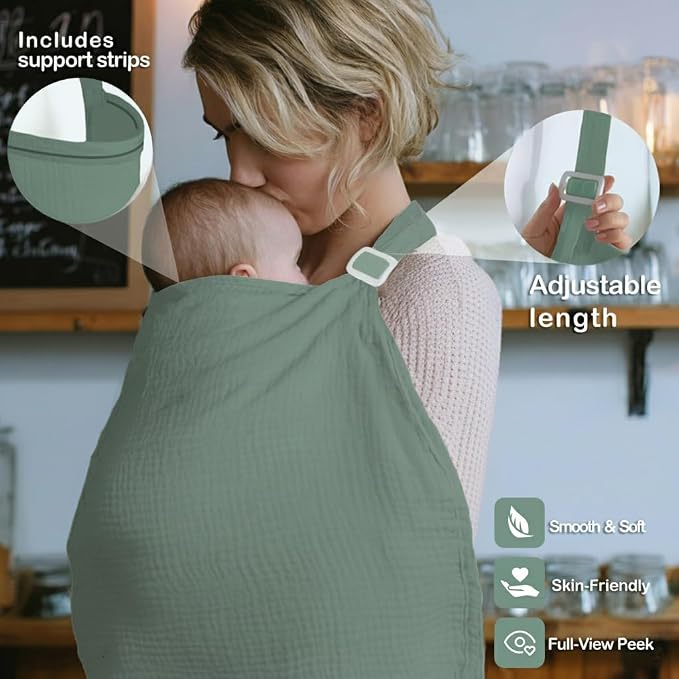 Muslin Nursing Covers for Breastfeeding, Arch Neckline Breast Feeding Covers - Image 2