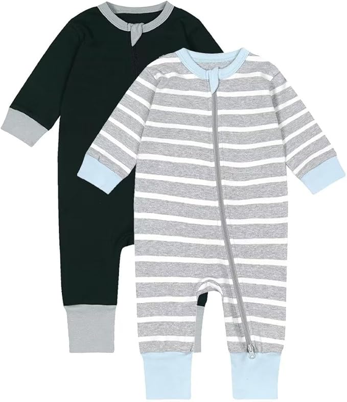 Teach Leanbh Toddler Baby Boys Girls 2-Pack Pajamas Cotton 2 Way Zipper Long by TeachLeanbh