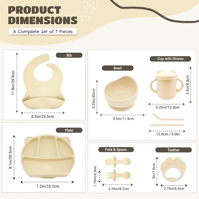 JEVASO Silicone Baby Feeding Set, Baby Led Weaning Supplies, Baby Self Feeding - Image 3