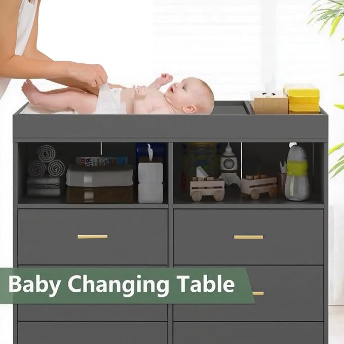 Changing Table Dresser with Drawers, Baby Dresser with Changing Table Top - Image 5