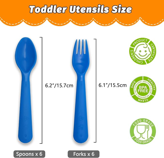 12 Pcs Kids Spoons and Forks Toddler Utensils Plastics Reusable Silverware Baby - Image 2