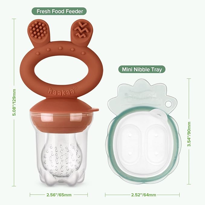 Haakaa Baby Fruit Food Feeder & Mini Freezer Nibble Tray Combo, Breastmilk - Image 7