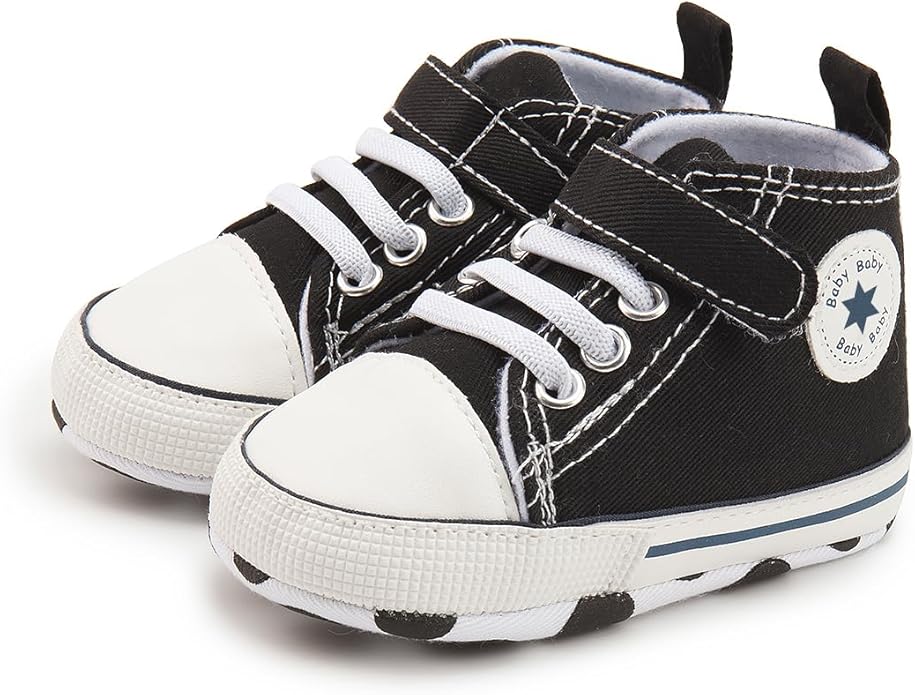 Meckior Baby Girls Boys Canvas Sneakers Soft Sole High-Top Ankle Infant First - Image 3