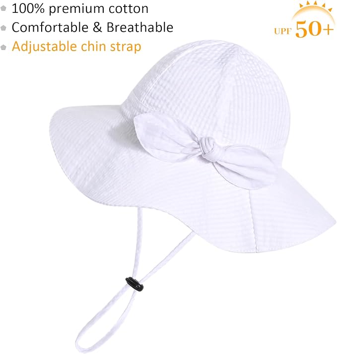 Baby Girl Sun Hat with UPF 50+ Outdoor Adjustable Beach Hat with Wide Brim - Image 2