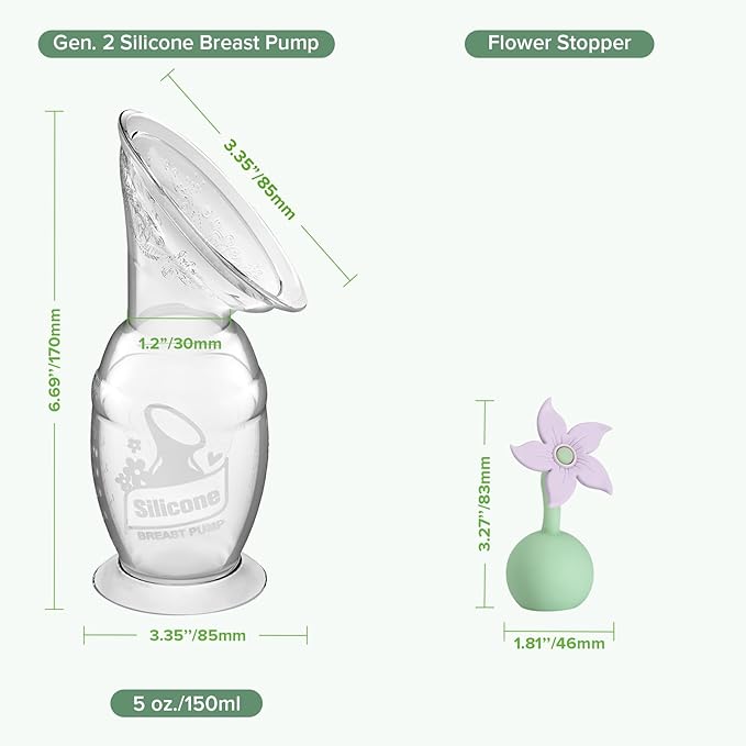 haakaa Manual Breast Pump with Flower Stopper Set, Gen.2 Silicone Hand Pump - Image 8