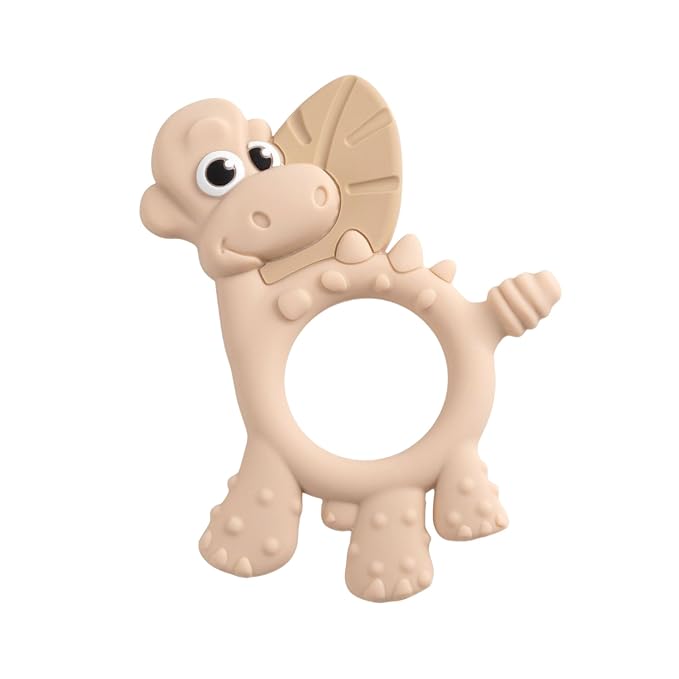 Bibado - Dotty The Dinosaur Teething Toys, Fawn - Multi-Sensory Teether - BPA by BIBaDO