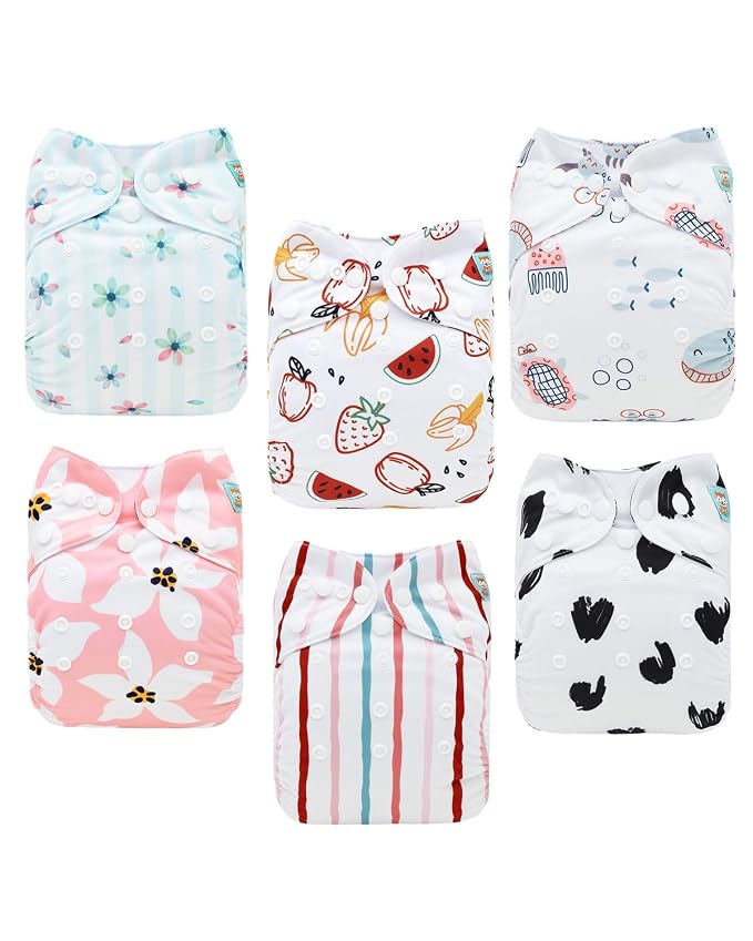 ALVABABY Baby Cloth Diapers 6 Pack by ALVABABY