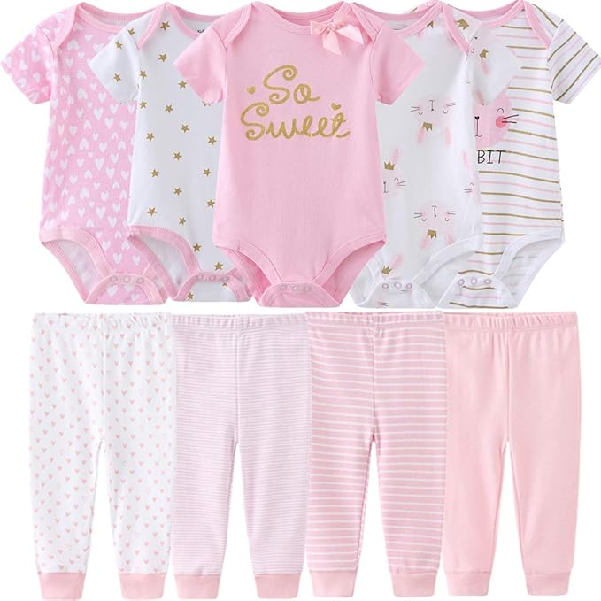 Baby Layette Set Baby Boys' 9-Piece Bodysuits Pants Set Toddler Girl Boy Unisex by Kiddiezoom