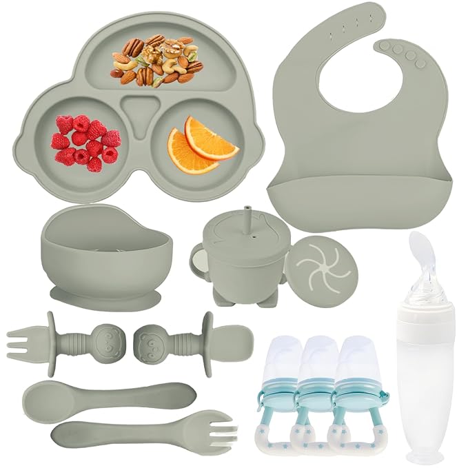 Silicone Baby Feeding Set, Miicasa Baby Led Weaning Supplies Kit by MIICASA
