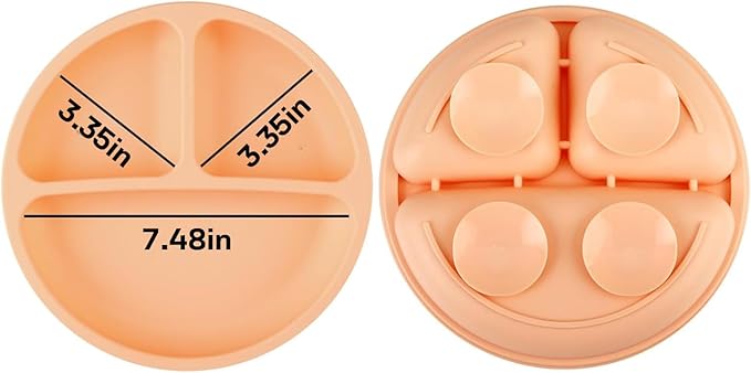 PandaEar 3 Pack Toddler Plates, Silicone Divided Suction Plate - Image 3