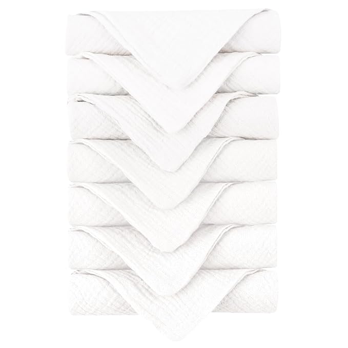 Konssy Baby Muslin Washcloths 7-Pack, 100% Cotton Baby Bath Washcloths by Konssy