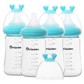 Glass Baby Bottles with Natural Response Nipple Size M by Beilastar-x