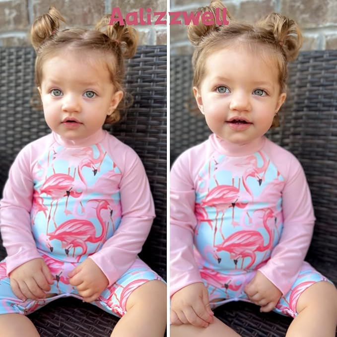 Aalizzwell Baby Girls Long Sleeve One Piece Bathing Suit - Image 3