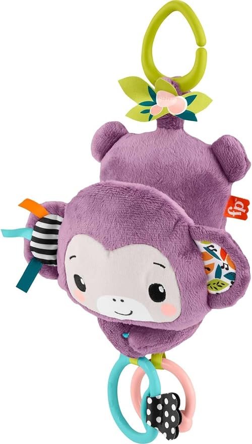 Fisher-Price Baby Stroller Toy Sing & Go Purple Monkey Musical Sensory Plush by Fisher-Price