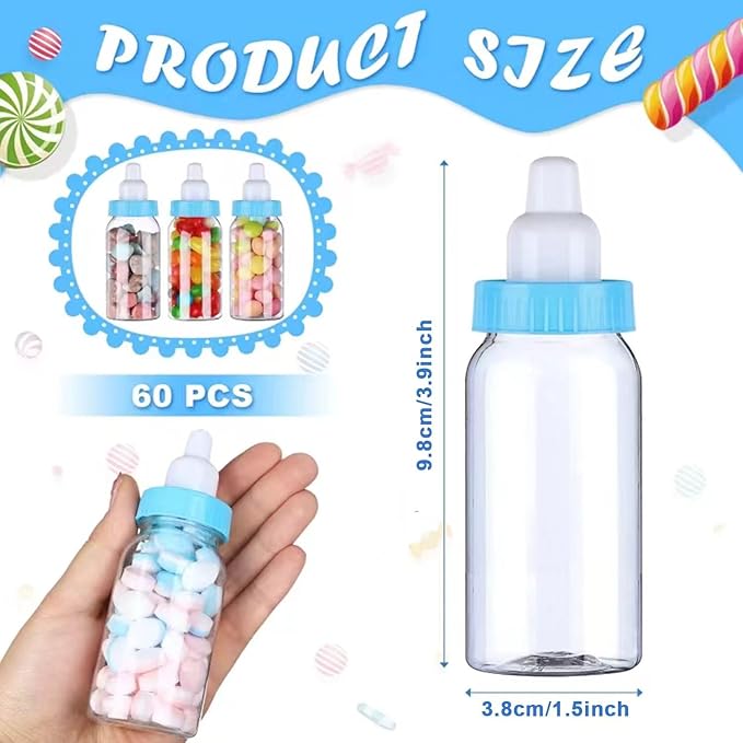 60 Pcs 4.5 Inch Baby Mini Milk Bottle Baby Shower Favor Fillable Feeding Bottle - Image 2