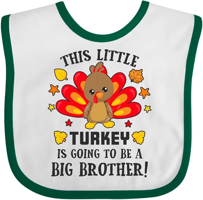 inktastic This Little Turkey Is Going To Be a Big Brother Baby Bib by Inktastic