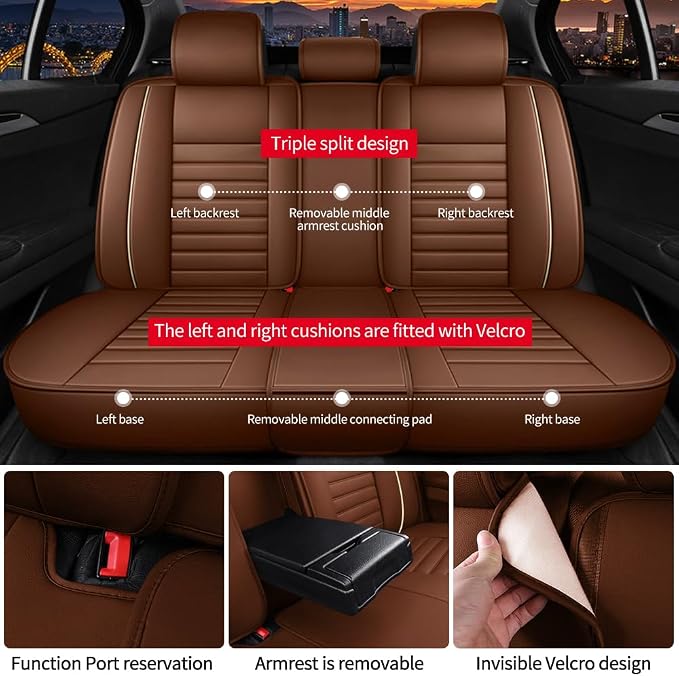 Leather Car Seat Covers for Toyota Corolla 2006-2024, Car Seat Covers Full Set - Image 4