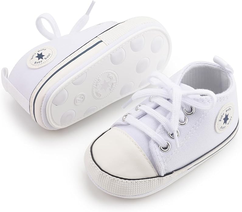 Meckior Baby Girls Boys Canvas Sneakers Soft Sole High-Top Ankle Infant First by Meckior
