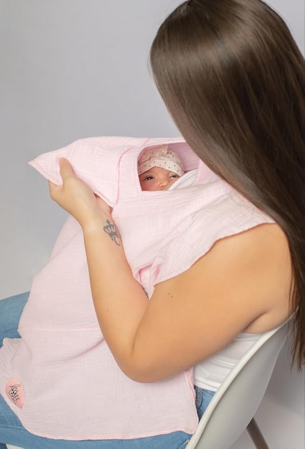 Muslin Nursing Cover for Baby Breastfeeding –Peekaboo Window -100% Breathable - Image 2