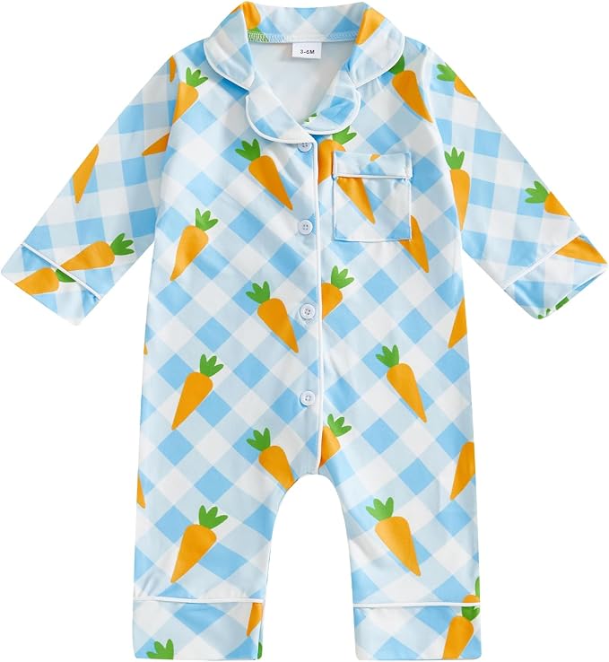 Balaflyie Baby Girl Button Down Pajamas Romper One-Piece Jumpsuit Long Sleeve by Balaflyie