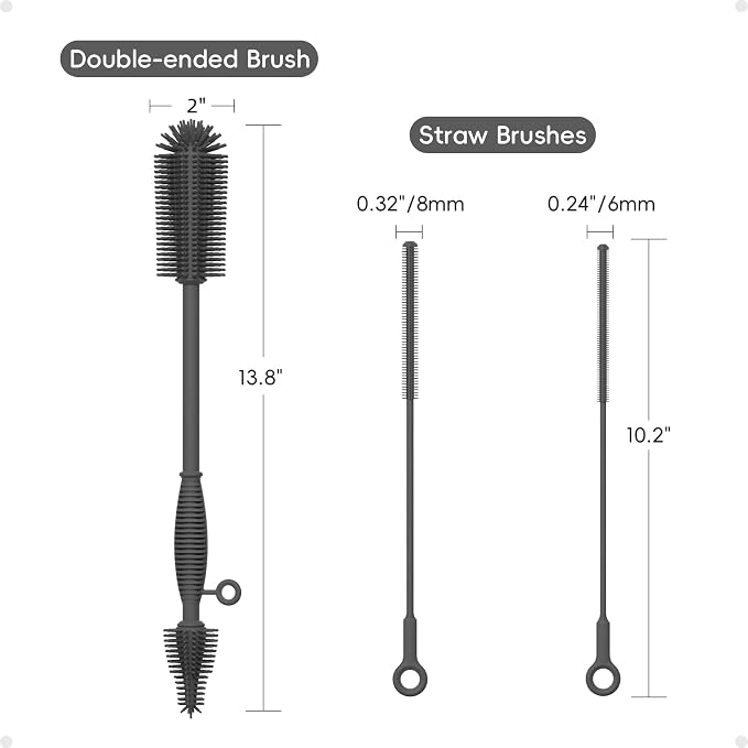 Baby Bottle Brush and Straw Cleaner Brush Set, Extra Long Double-Ended Soft - Image 7