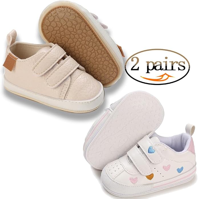 2Pairs Baby Shoes, Boys Girls Non-Slip Rubber Sole Sneakers, Unisex Infant Soft - Image 2