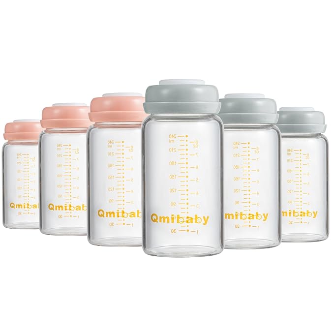 Breast Milk Storage Bottles 240ml 8oz BPA-Free Leak-Proof Natural Baby Bottle by Qmibaby