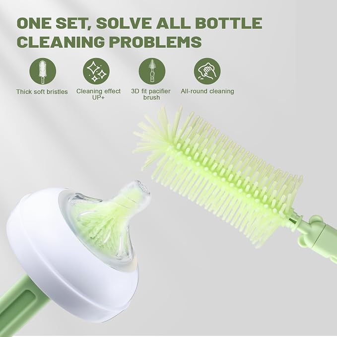 Baby Bottle Cleaner Brush Set Travel Baby Bottle Cleaning Kit Toddler Cleaning - Image 3