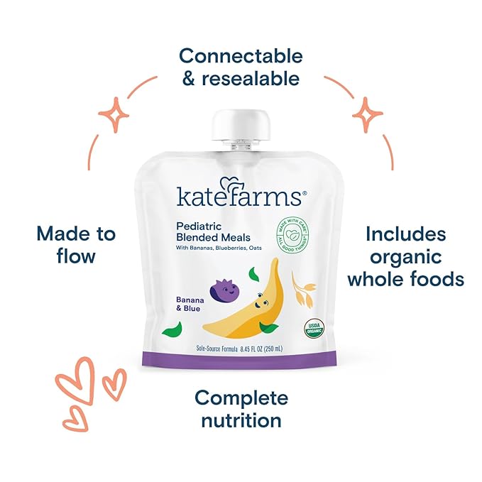 KATE FARMS Organic Pediatric Blended Meal, Bananas and Blueberries, 8g protein - Image 4
