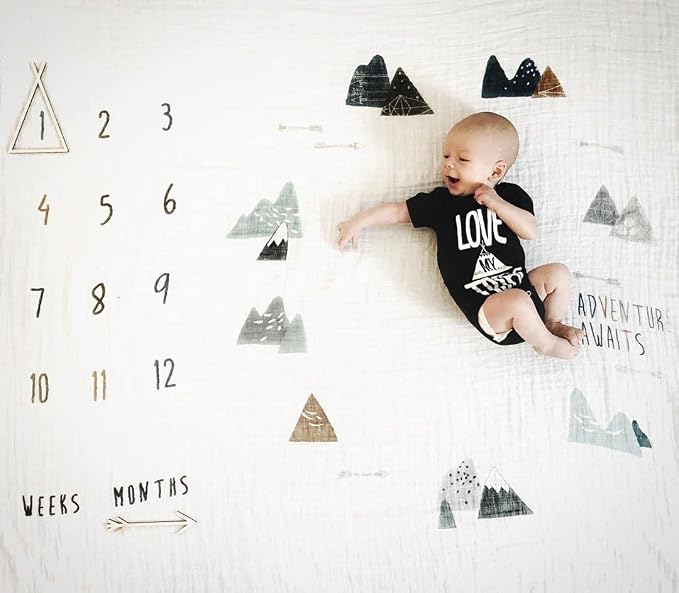 100% Organic Cotton Muslin Monthly Baby Milestone Blanket - Image 3