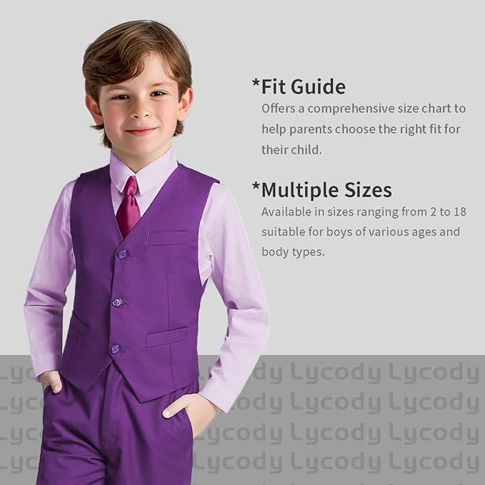 Boys Vest Set Formal Dress Suits Wedding Outfit Dresswear - Image 3