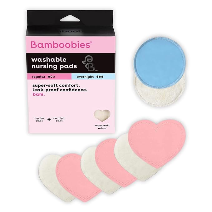 Bamboobies Nursing Pads, Ultra-Soft Velour, Washable & Leak-Proof, 6 Ultra-Thin by Bamboobies