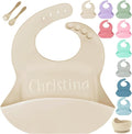 SRdrew Personalized Silicone Bibs Set Custom Engraved Name Icon Toddler Bib by SRdrew