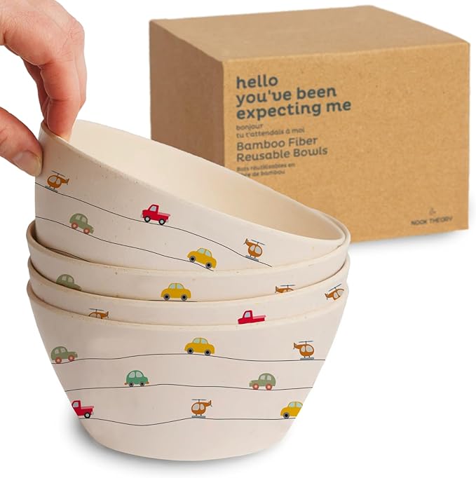 Nook Theory 4 Pack Bamboo Bowls - 22 Oz Reusable Bowl by NookTheory