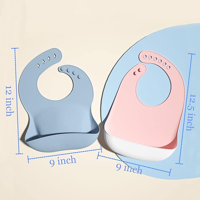 Silicone Bibs for Babies and Toddlers 2 Sets Feeding Bibs for Boy and Girl - Image 5