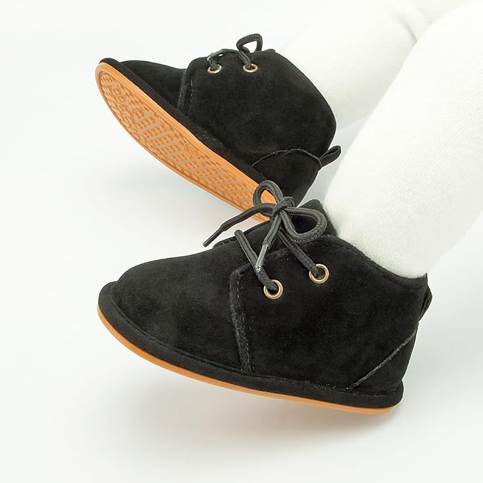 Baby Unisex Warm Snow Boots Newborn Leather Fur Lace Up Ankle Anti-Slip Rubber - Image 5