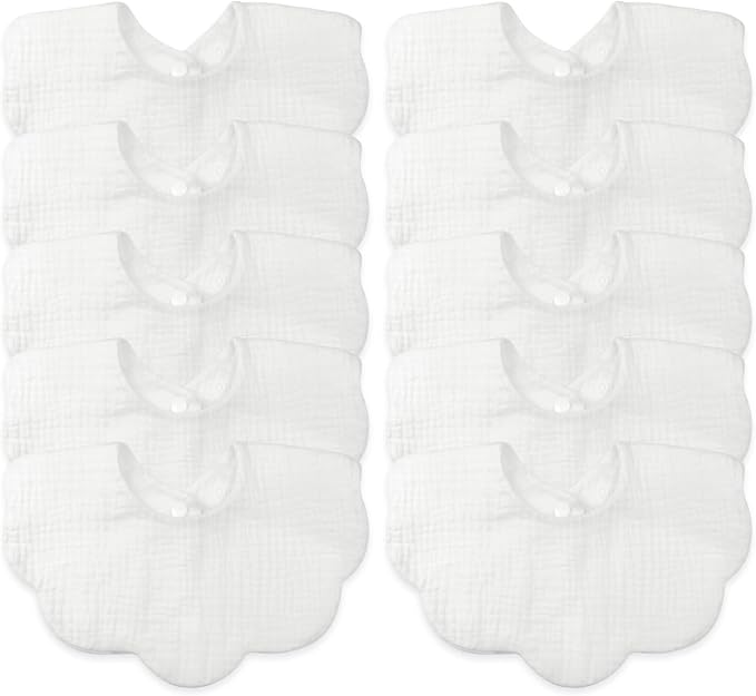 Baby Bibs Muslin Bibs for Baby Girl Boy for Drooling and Teething 10 Pack by DOSMINE