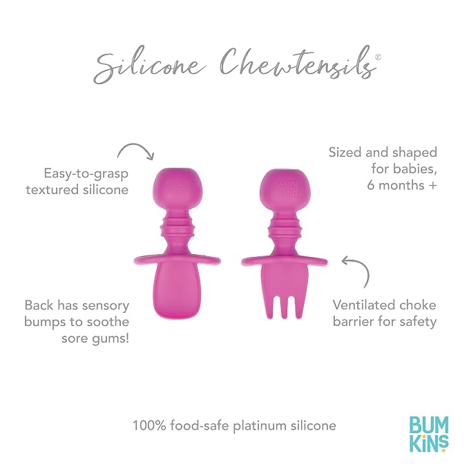 Bumkins Baby Utensils Set, Chewtensils Silicone Spoons - Image 5