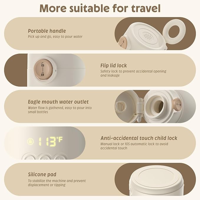 Portable Bottle Warmer for Travel, 17.5 OZ Large Capacity Baby Milk Warmer for - Image 8