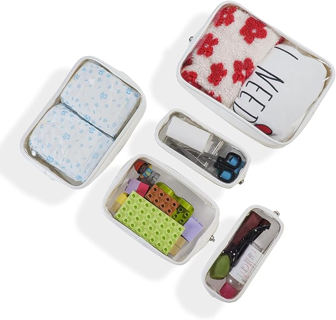 TSA Approved 5-Piece Diaper Bag Organizer Pouch Set Clear Waterproof TPU Kids - Image 5
