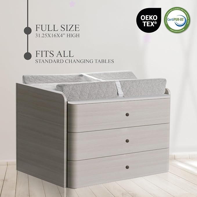 Organic Cotton Contoured Baby Changing Pad w/Waterproof Foam Mattress, Includes - Image 5