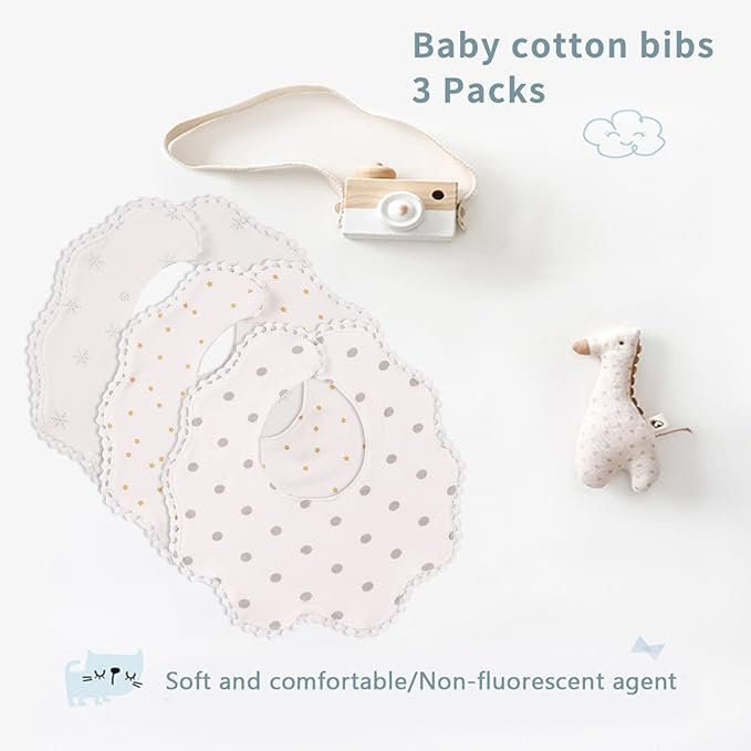 Bamery Baby Bandana Bibs White Cotton Drool Bibs - Image 2