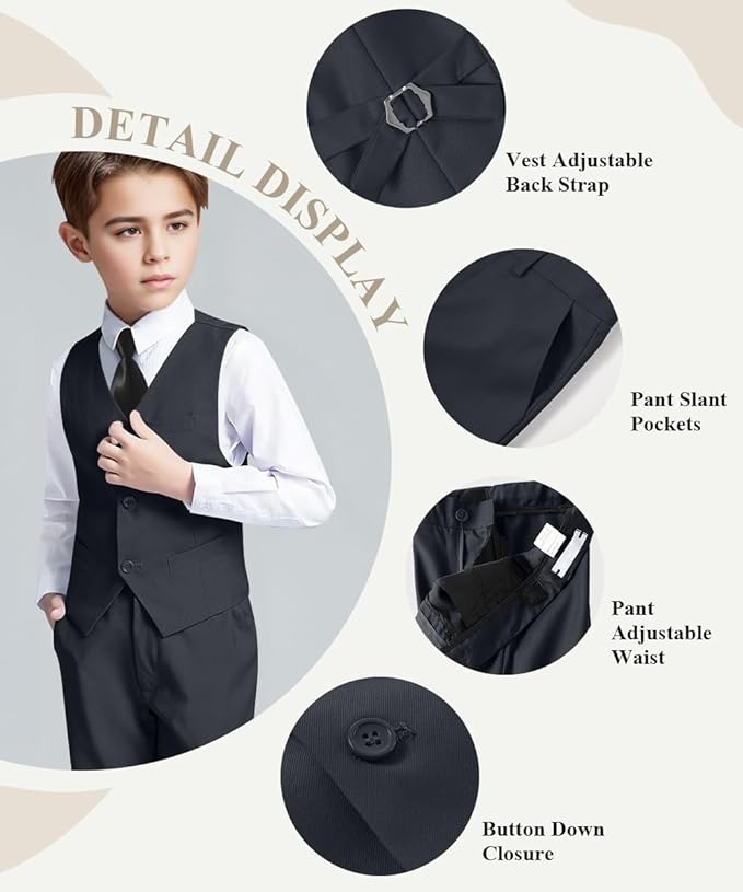 Visaccy Boys Suits Slim Fit Dress Clothes Ring Bearer Outfit - Image 2