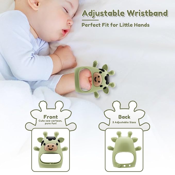 2 Pack Baby Teething Toys 0-6 6-12 Months, Adjustable Anti Dropping Wrist - Image 4